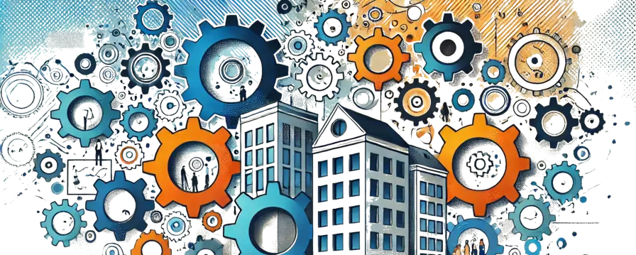 Gears turning, representing business growth